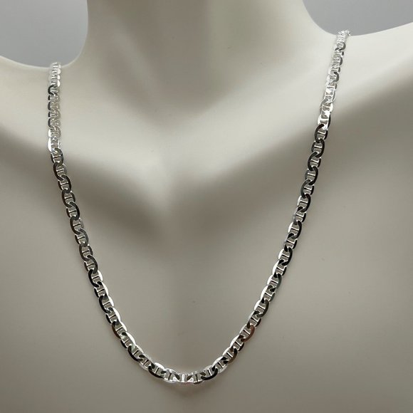 Gold/Silver 22" Italian Gucci Mariner Chain - 925 Italy - Ladies/Mens/Unisex - Picture 4 of 11